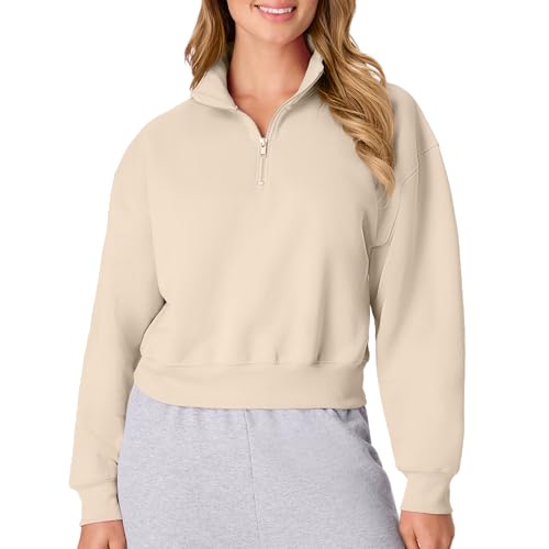 Hanes Women's Quarter-Zip Pullover, EcoSmart Fleece Pullover Shirt